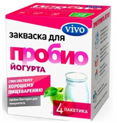 Купить vivo (виво) закваска для пробио йогурта, пакетики 0,5г, 4 шт в Арзамасе