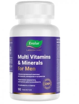 Купить мультивитамины и минералы для мужчин эвалар, таблетки покрытые оболочкой 1,3г, 90 шт бад в Арзамасе
