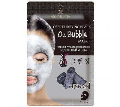 Купить skinlite (скинлайт) маска для лица черная пузырьковая древесный уголь, 20г в Арзамасе