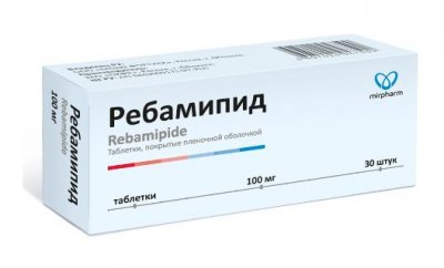 Купить ребамипид, таблетки покрытые пленочной оболочкой 100мг, 30 шт в Арзамасе