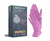 Купить перчатки benovy смотровые нитриловые нестерильные неопудрен текстурир с однократной хлорацией размер l 50 пар, розовые в Арзамасе