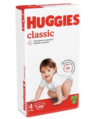 Купить huggies (хаггис) подгузники классик 4 7-18кг 68шт в Арзамасе