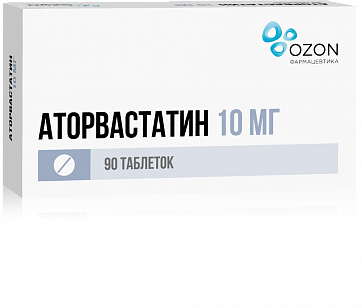 Аторвастатин, таблетки, покрытые пленочной оболочкой 10мг, 90 шт Аторвастатин, таблетки, покрытые пленочной оболочкой 10мг, 90 шт