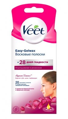 Купить veet easy-gelwax (вит) восковые полоски для лица с ароматом бархатной розы, 20 шт в Арзамасе