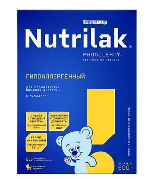 Нутрилак (Nutrilak) Премиум гипоаллергенный молочная смесь с рождения, 600г