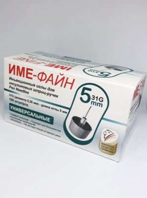 Купить иглы ime-fine для инъекций универсальные для инсулиновых шприц-ручек 31g (0,26мм х 5мм) 100 шт в Арзамасе