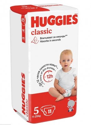 Купить huggies (хаггис) подгузники классик 5 11-25кг 11шт в Арзамасе