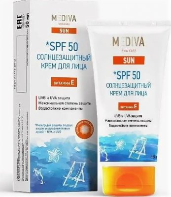Купить mediva (медива) sun крем для лица солнцезащитный, 50мл spf50 в Арзамасе