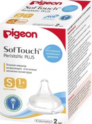 Купить pigeon softouch peristaltic plus (пиджен) соска силиконовая для бутылочки с 1 месяца, размер s 3 шт в Арзамасе