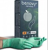 Купить перчатки смотровые benovy нитриловые нестерильные неопудренные хлорированные m 50 пар, зеленый в Арзамасе