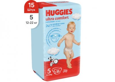 Купить huggies (хаггис) подгузники ультра комфорт для мальчиков 12-22кг 15шт в Арзамасе