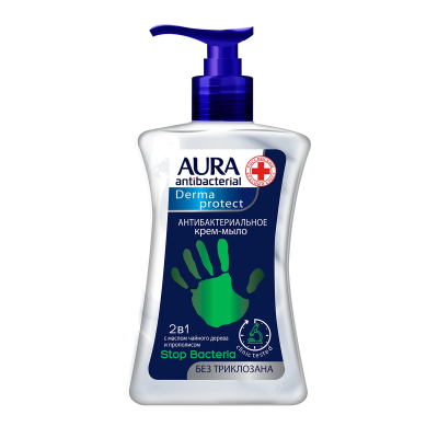 Купить aura (аура) дерма протект крем-мыло антибактериальное 2в1, 250мл в Арзамасе