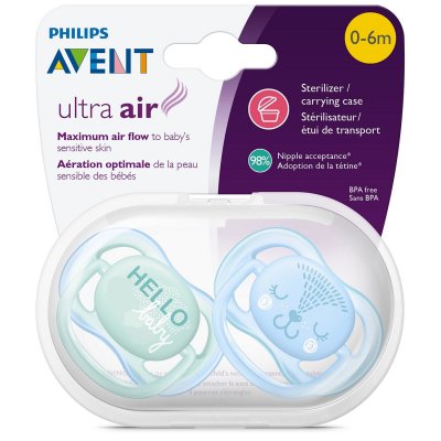 Купить avent (авент) пустышка силиконовая ultra air для мальчиков 0-6 месяцев 2 шт (scf342/20) в Арзамасе