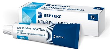Клей БФ-6-Вертекс, раствор для наружного применения спиртовой, 15г
