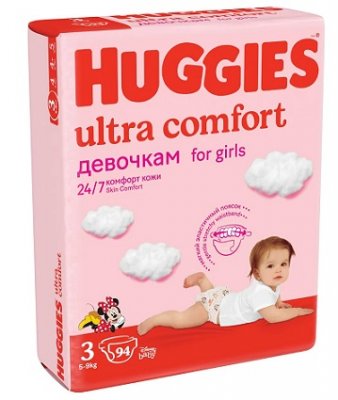 Купить huggies (хаггис) подгузники ультра комфорт для девочек, 5-9кг 94 шт в Арзамасе