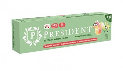 Купить президент (president) зубная паста для детей 3-6лет фрутовый микс, 43г 50rda в Арзамасе