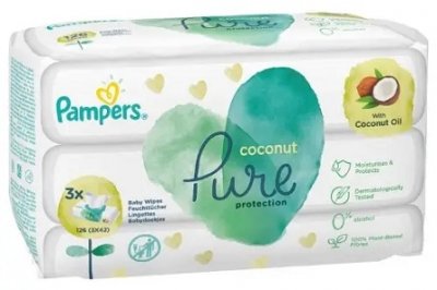 Купить pampers рure protection coconut (памперс) салфетки влажные, 42шт (в комплекте 3 упаковки) в Арзамасе