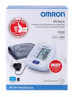 Купить тонометр автоматический omron (омрон) м2 basic, с адаптером, манжета 22-32см (hem 7121-aru) в Арзамасе