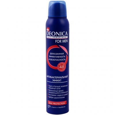 Купить deonica (деоника) дезодорант антиперспирант для мужчин антибактериальный эффект спрей, 200мл в Арзамасе