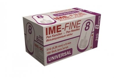 Купить иглы ime-fine для инъекций универсальные для инсулиновых шприц-ручек 31g (0,26мм х 8мм) 100 шт в Арзамасе