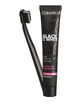 Купить курапрокс (curaprox) набор зубная паста, black is white 90мл + зубная щетка ultra soft черный в Арзамасе