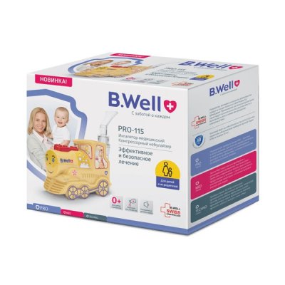 Купить b.well (би велл) ингалятор компрессорный pro-115 для детей паровозик в Арзамасе