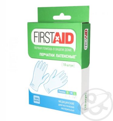 Купить перчатки first aid смотр. н/стер. латекс. опудр., l №10(tg medical, малайзия) в Арзамасе