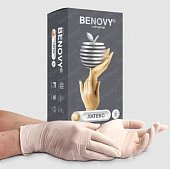 Купить перчатки benovy смотровые латексные нестерильные опудренные текстурированные на пальцах, размер s 50 пар в Арзамасе