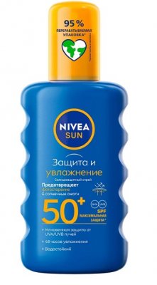 Купить nivea (нивея) sun спрей солнцезащитный защита и увлажнение, 200мл spf50 в Арзамасе