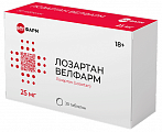 Купить лозартан велфарм, таблетки покрытые пленочной оболочкой 25 мг, 30 шт в Арзамасе