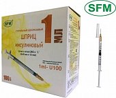 Купить шприц 1мл sfm инсулиновый u-100 с иглой 26g 0.45х12 100 шт в Арзамасе