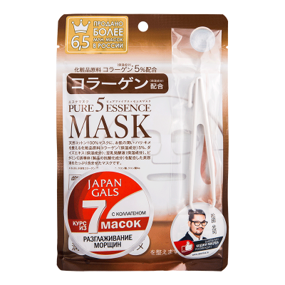Купить japan gals (джапан галс) маска коллаген pure5 essential, 7 шт в Арзамасе