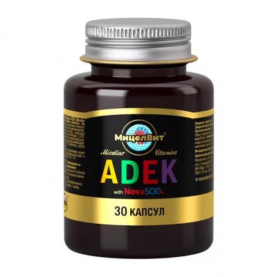 Купить мицеллированные витамины adek, капсулы 600мг, 30 шт бад в Арзамасе