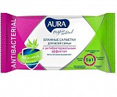 Купить aura (аура) салфетки влажные с антибактериальным эффектом tropic cocktail 15 шт. в Арзамасе