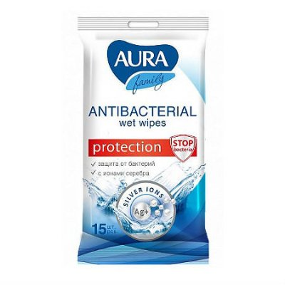Купить aura (аура) салфетки влажные антибактериальные 15шт в Арзамасе