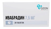 Купить ивабрадин, таблетки покрытые пленочной оболочкой 7,5мг, 28 шт в Арзамасе