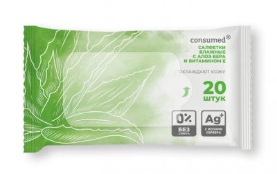 Купить салфетки влажные консумед (consumed) освежающие с алоэ и витамином е, 20 шт в Арзамасе