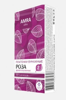 Купить amra (амра) платочки бумажные с ароматом розы, 10 шт в Арзамасе