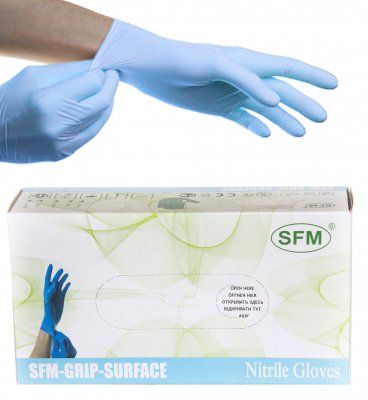 Купить перчатки sfm смотровые нестерильные нитриловые неопудрен текстурир размер l, 100 пар, голубые в Арзамасе