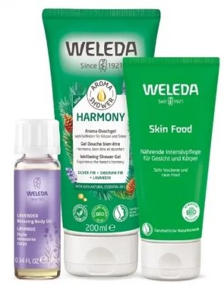 Купить weleda (веледа) набор relax&spa: гель для душа, 200мл+масло расслабляющее с лавандой, 10мл+крем для тела питательный, 75мл в Арзамасе