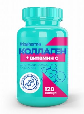 Купить ирисфарма (irispharma) коллаген с витамином с для кожи, волос, суставов, капсулы 120 шт бад в Арзамасе