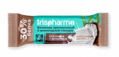 Купить ирисфарма (irispharma) батончик протеиновый 30% кокосовый десерт в шоколадной глазури, 40г бад в Арзамасе