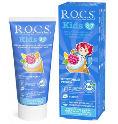 Купить рокс (r.o.c.s) зубная паста для детей фруктовый рожок без фтора, 45мл в Арзамасе