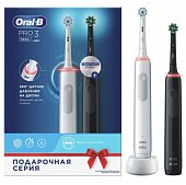 Купить oral-b (орал-би) электрическая зубная щетка 3772 с зарядным устройством 3757 белая+черная pro 3 d505.523.3н, 2шт. в Арзамасе